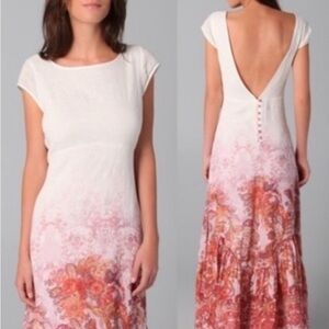 Free People Boho Paisley Maxi Dress Ombre Rust Orange